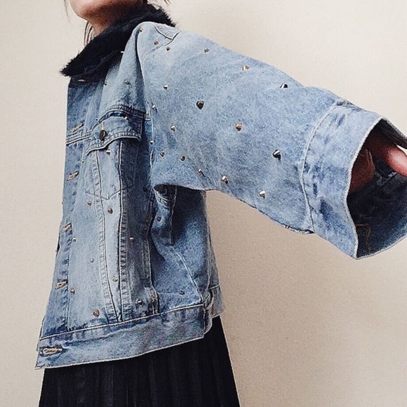 SmilingBear Jackets & Coats Nwt Mustard Seeds Light Denim Jacket With Studs Poshmark